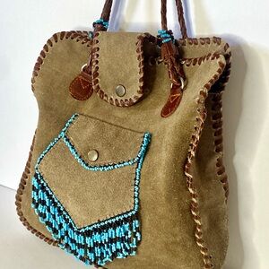 Betsey Johnson vintage 90’s beaded brown suede bag